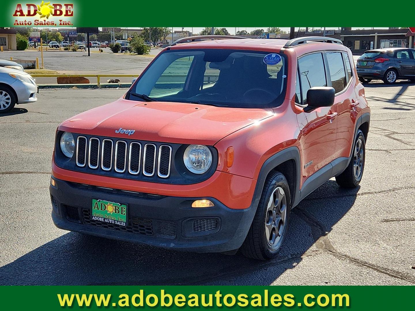 2017 Omaha Orange /Black, cloth Jeep Renegade Sport (ZACCJAABXHP) with an ENGINE: 2.4L I4 MULTIAIR engine, located at 4711 Ave Q, Lubbock, TX, 79412, (806) 687-2362, 33.551304, -101.855293 - Photo#0