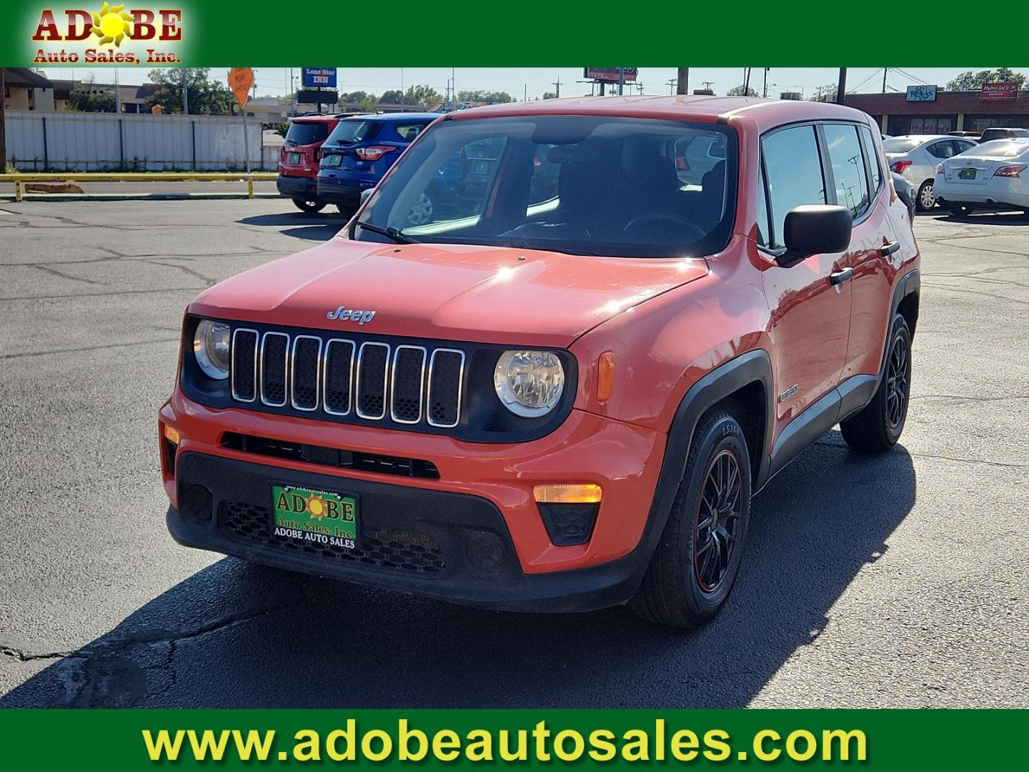 2020 Omaha Orange Clear Coat /Black, cloth Jeep Renegade Sport (ZACNJAAB7LP) with an ENGINE: 2.4L I4 ZERO EVAP M-AIR engine, located at 4711 Ave Q, Lubbock, TX, 79412, (806) 687-2362, 33.551304, -101.855293 - Photo#0