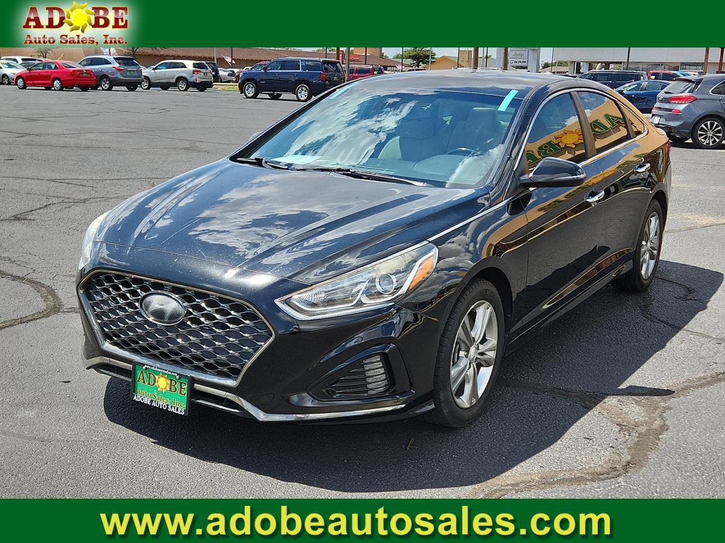 2019 Phantom Black /Black, leather/cloth Hyundai Sonata SEL (5NPE34AF0KH) with an Engine: 2.4L GDI DOHC 16-Valve I4 engine, located at 4711 Ave Q, Lubbock, TX, 79412, (806) 687-2362, 33.551304, -101.855293 - Photo#0