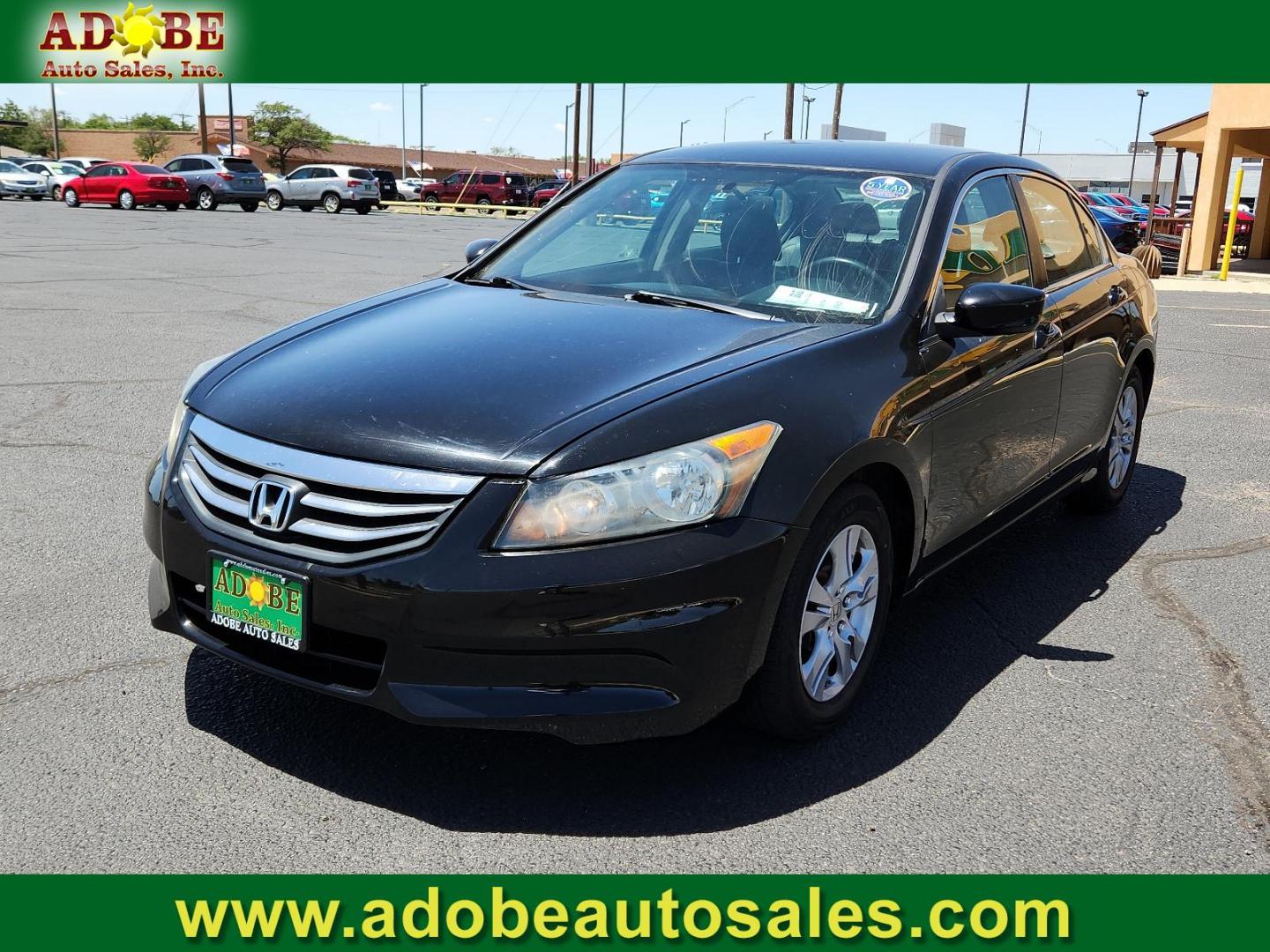 2012 Crystal Black Pearl /Black Leather Interior Honda Accord Sdn SE (1HGCP2F66CA) with an 2.4L DOHC MPFI 16-valve i-VTEC I4 engine engine, located at 4711 Ave Q, Lubbock, TX, 79412, (806) 687-2362, 33.551304, -101.855293 - Photo#0