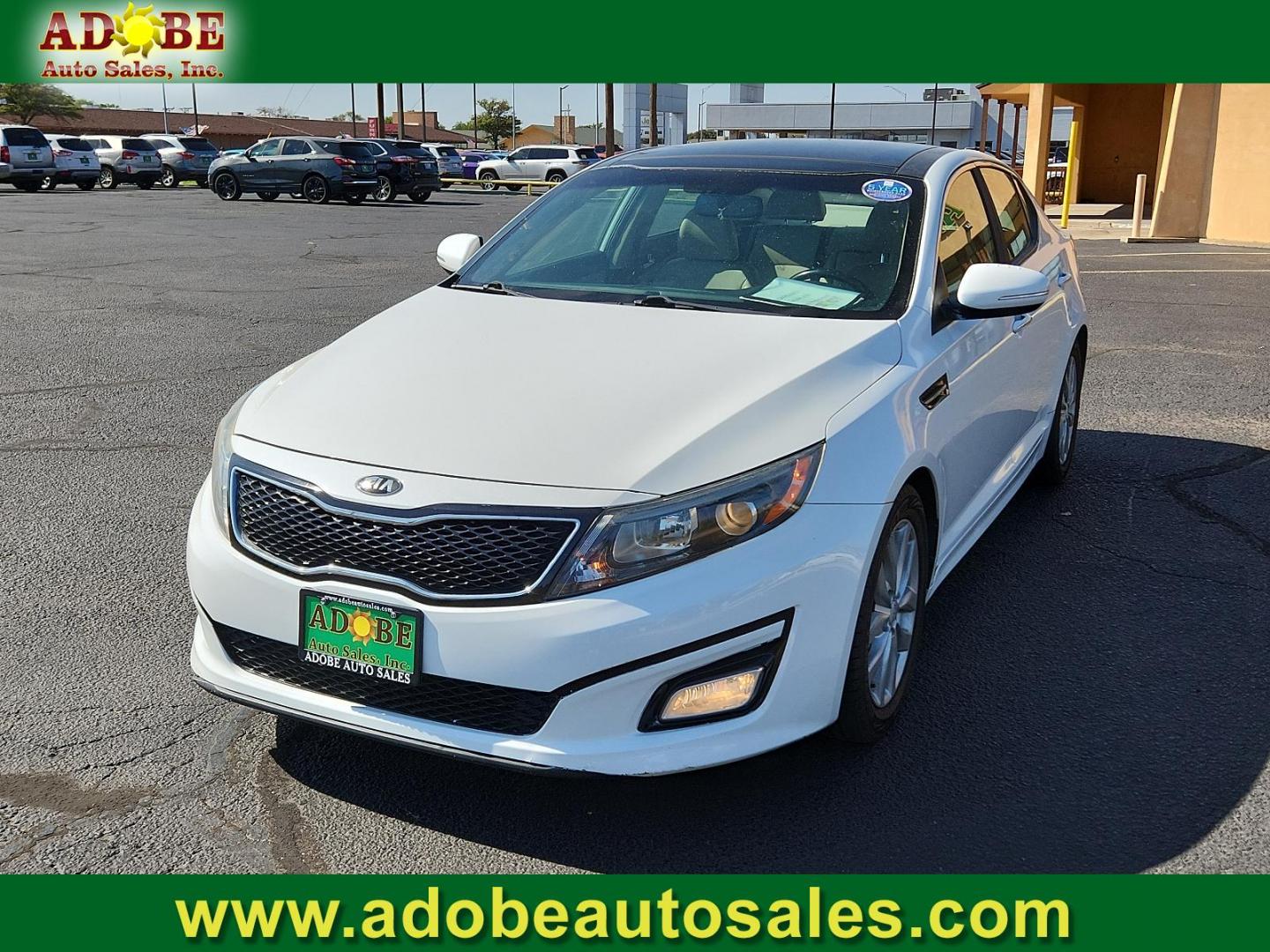 2015 Snow White Pearl /Gray Kia Optima EX (5XXGN4A79FG) with an Engine: 2.4L DOHC I4 GDI engine, located at 4711 Ave Q, Lubbock, TX, 79412, (806) 687-2362, 33.551304, -101.855293 - Photo#0