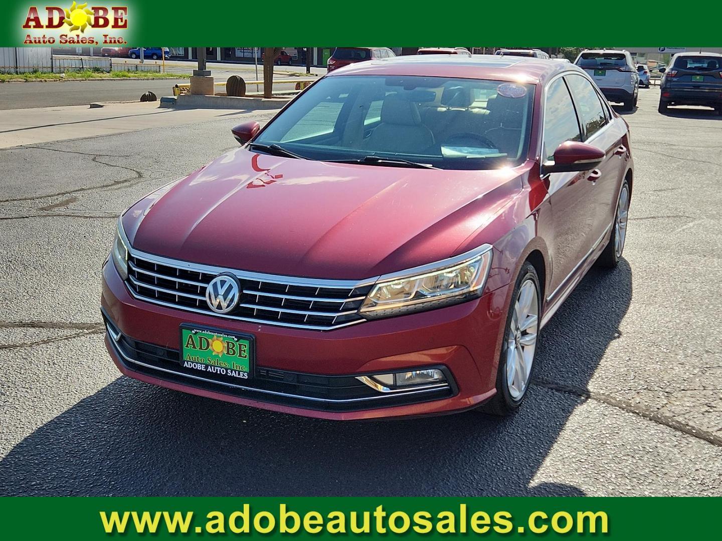 2017 Fortana Red /Titan Black, leatherette Volkswagen Passat 1.8T SE w/Technology (1VWGT7A33HC) with an Engine: 1.8L TSI 170 HP 16V Turbo 4-Cylinder -inc: direct injection engine, located at 4711 Ave Q, Lubbock, TX, 79412, (806) 687-2362, 33.551304, -101.855293 - Photo#0