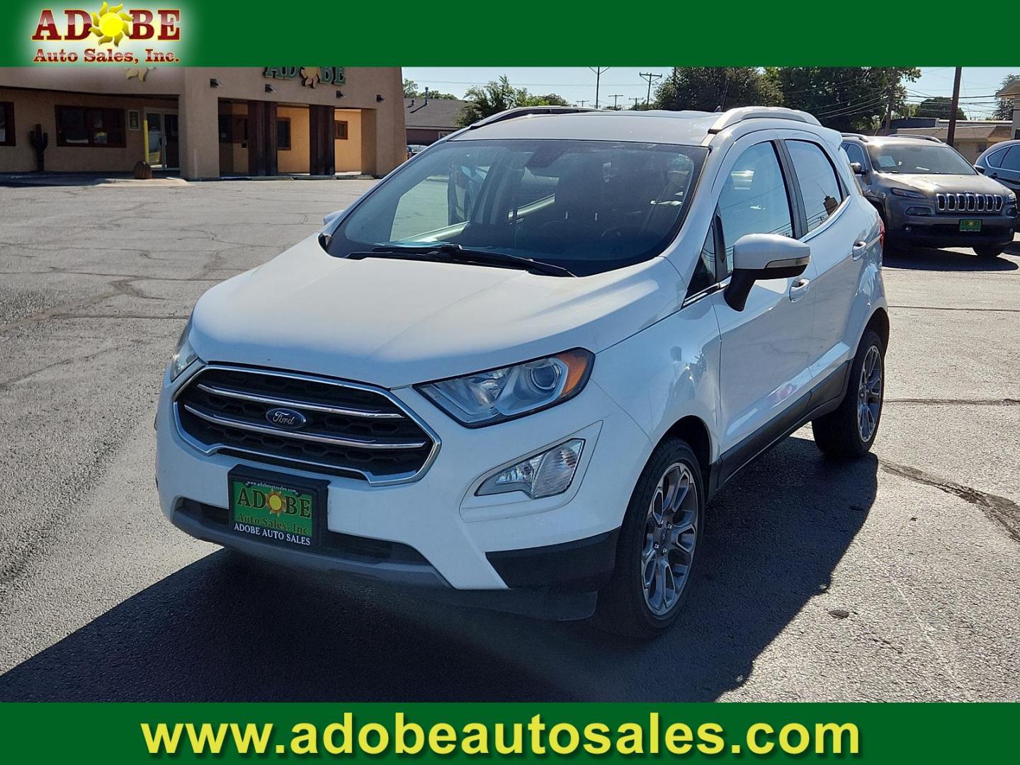 2019 Diamond White /Ebony Black, leather Ford EcoSport Titanium (MAJ3S2KE6KC) with an ENGINE: 1.0L ECOBOOST engine, located at 4711 Ave Q, Lubbock, TX, 79412, (806) 687-2362, 33.551304, -101.855293 - Photo#0