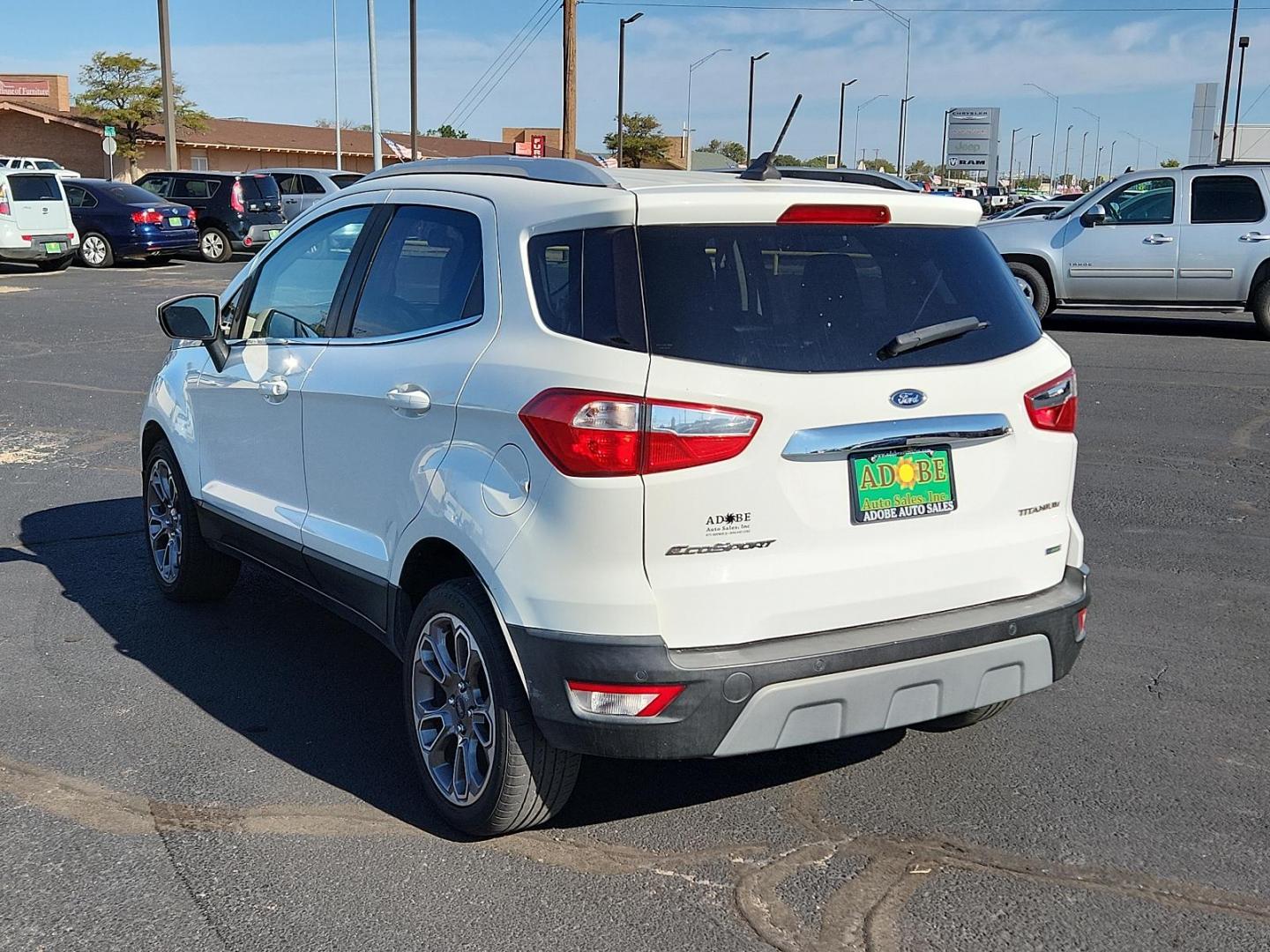 2019 Diamond White /Ebony Black, leather Ford EcoSport Titanium (MAJ3S2KE6KC) with an ENGINE: 1.0L ECOBOOST engine, located at 4711 Ave Q, Lubbock, TX, 79412, (806) 687-2362, 33.551304, -101.855293 - Photo#2