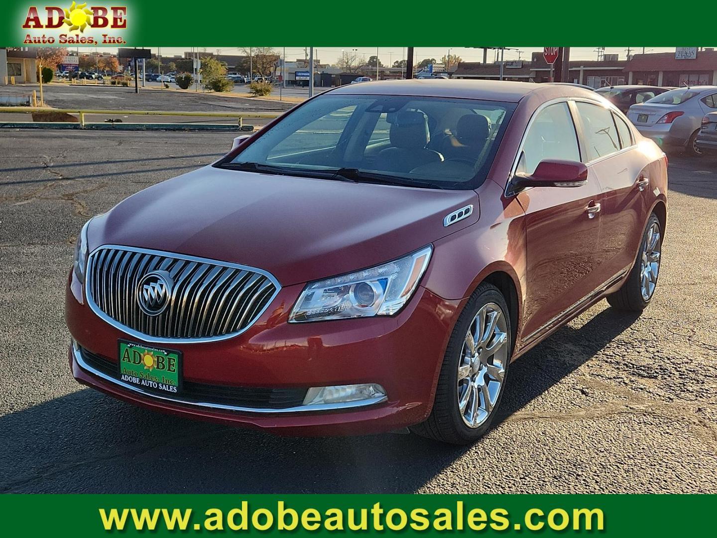 2014 Crystal Red Tintcoat Buick LaCrosse Leather (1G4GB5G36EF) with an ENGINE, 3.6L SIDI DOHC V6 VVT engine, located at 4711 Ave Q, Lubbock, TX, 79412, (806) 687-2362, 33.551304, -101.855293 - Photo#0