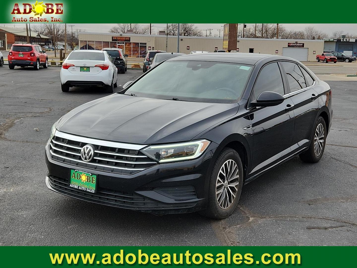 2019 BLACK Volkswagen Jetta SEL (3VWE57BUXKM) with an Engine: 1.4L TSI I-4 Turbocharged -inc: DOHC 16-valve, direct fuel injection engine, located at 4711 Ave Q, Lubbock, TX, 79412, (806) 687-2362, 33.551304, -101.855293 - Photo#0