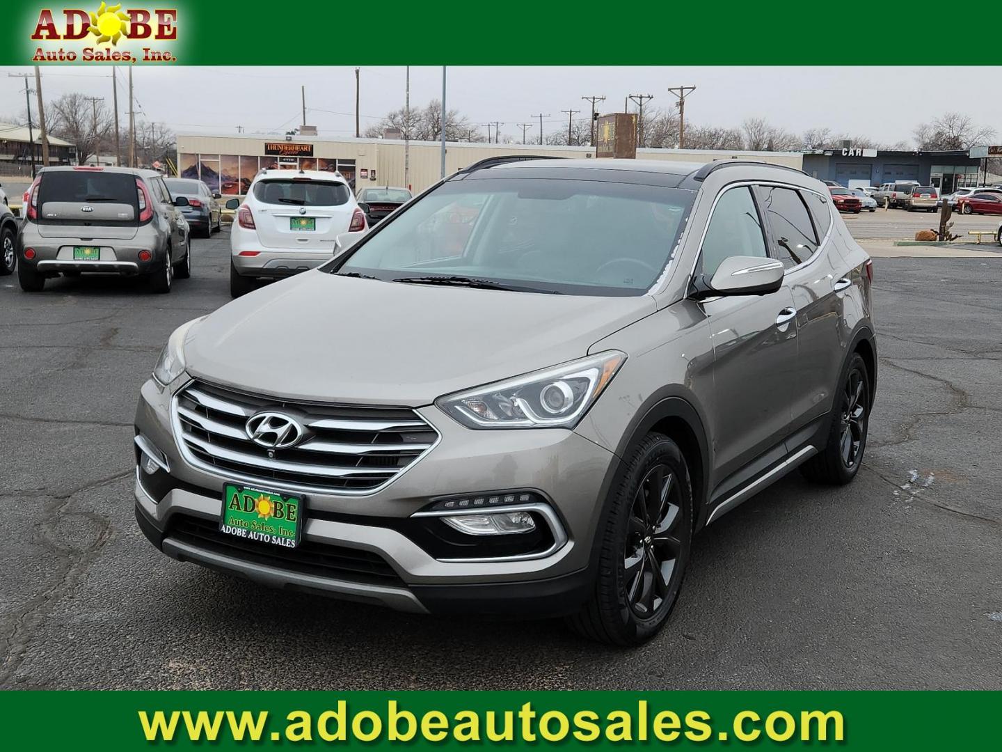 2018 GRAY Hyundai Santa Fe Sport 2.0T Ultimate (5XYZW4LA7JG) with an Engine: 2.0L Turbo-GDI DOHC 16-Valve I4 engine, located at 4711 Ave Q, Lubbock, TX, 79412, (806) 687-2362, 33.551304, -101.855293 - Photo#0